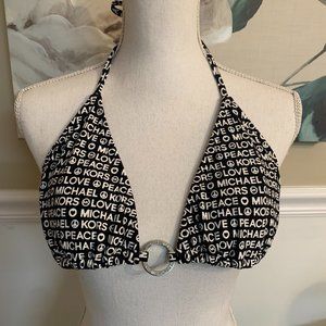 Michael Kors Peace & Love Black/ White Large Bikini Top